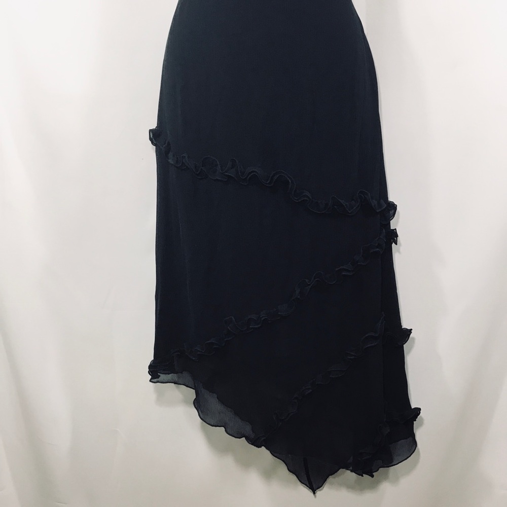 Betsey Johnson Black Asymmetrical Silk Tier Dress - Picture 6 of 10